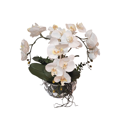 Arranjo Orquídeas 3 Hastes em Vaso de Vidro :: Primavera Design